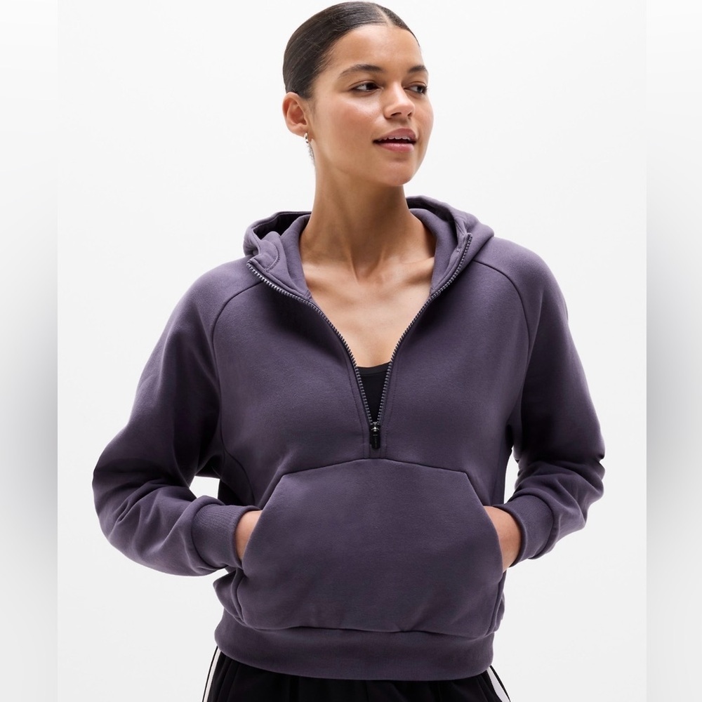 NWT Athleta Easy Fleece 1/2 Zip Twilight Hoodie Sz 1X